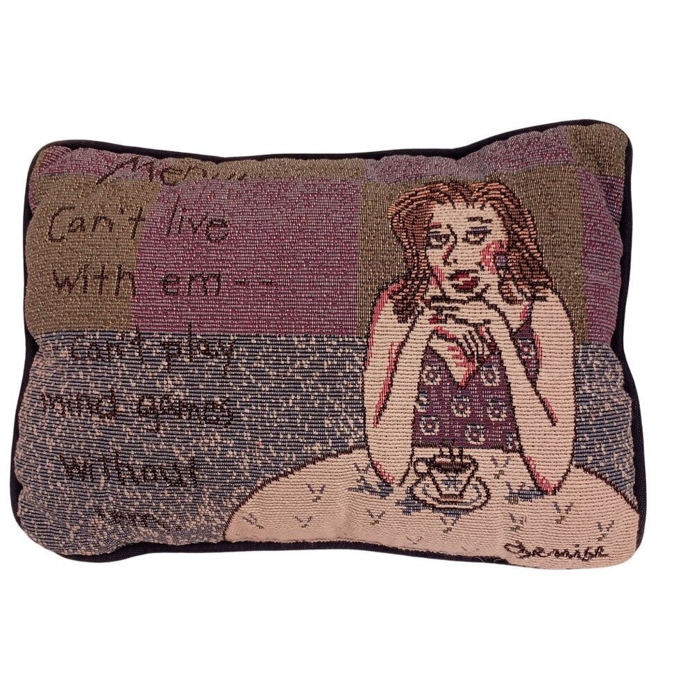 Shoebox Hallmark Pillow Men cant live with em can't play mind games without them